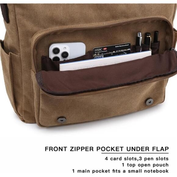 Large Canvas Messenger Bag Vintage Crossbody Shoulder Bag Laptop Briefcase - Picture 5 of 7